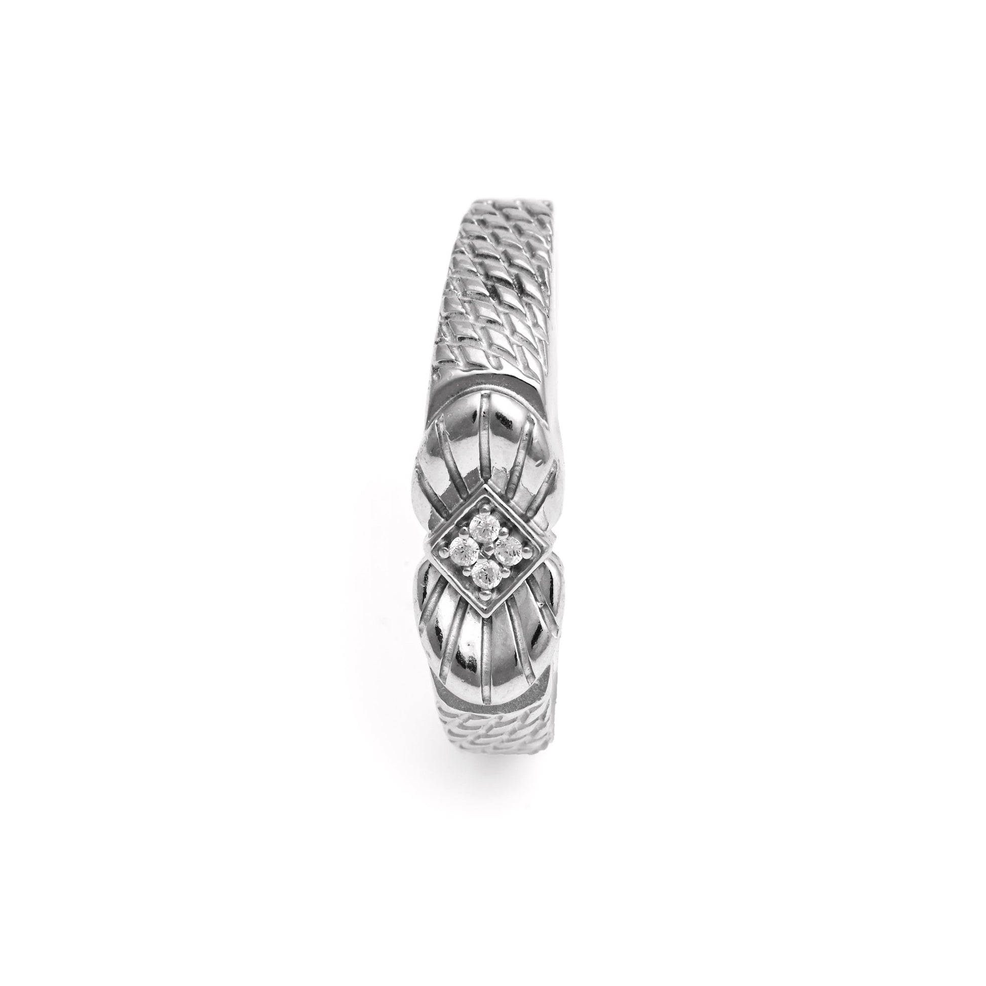 The Patterned Zirconia Statement Ring - Vinayak - House of Silver