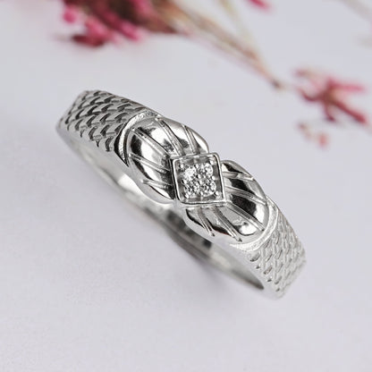 The Patterned Zirconia Statement Ring - Vinayak - House of Silver