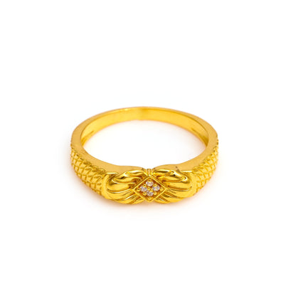 The Patterned Zirconia Statement Ring - Vinayak - House of Silver