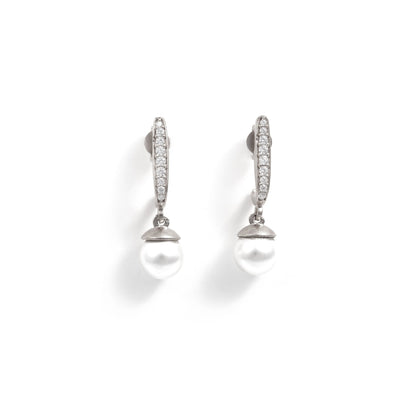 The Pearl Drop Zirconia Silver Danglings - Vinayak - House of Silver