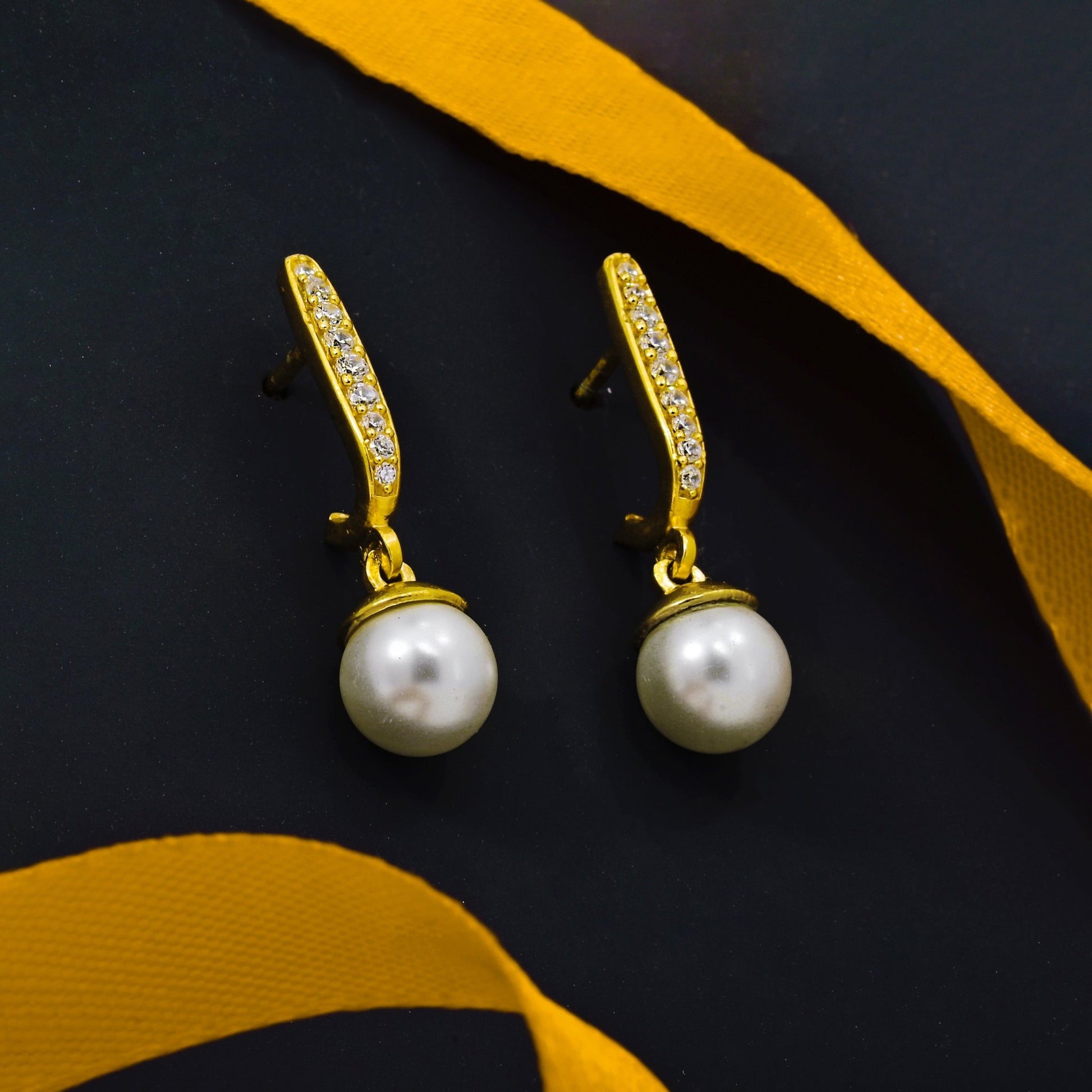 The Pearl Drop Zirconia Silver Danglings - Vinayak - House of Silver