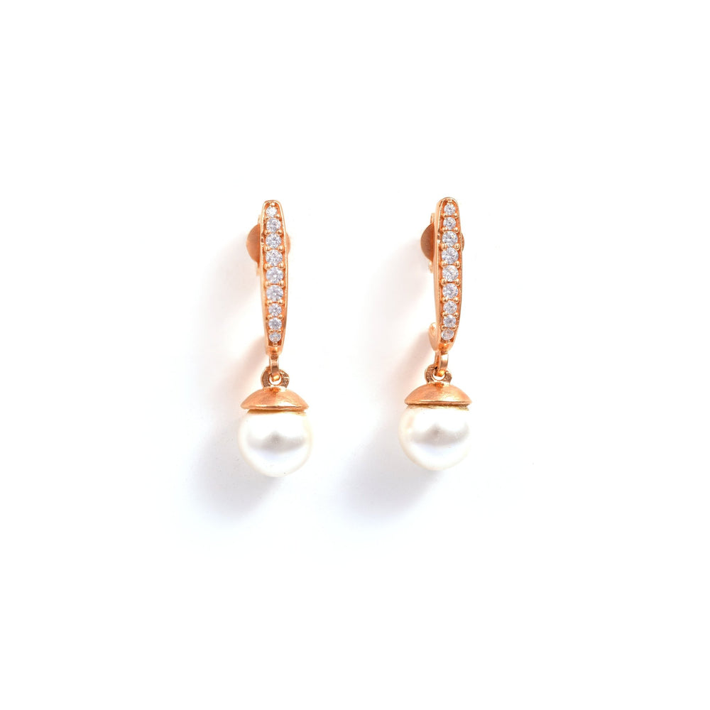 The Pearl Drop Zirconia Silver Danglings