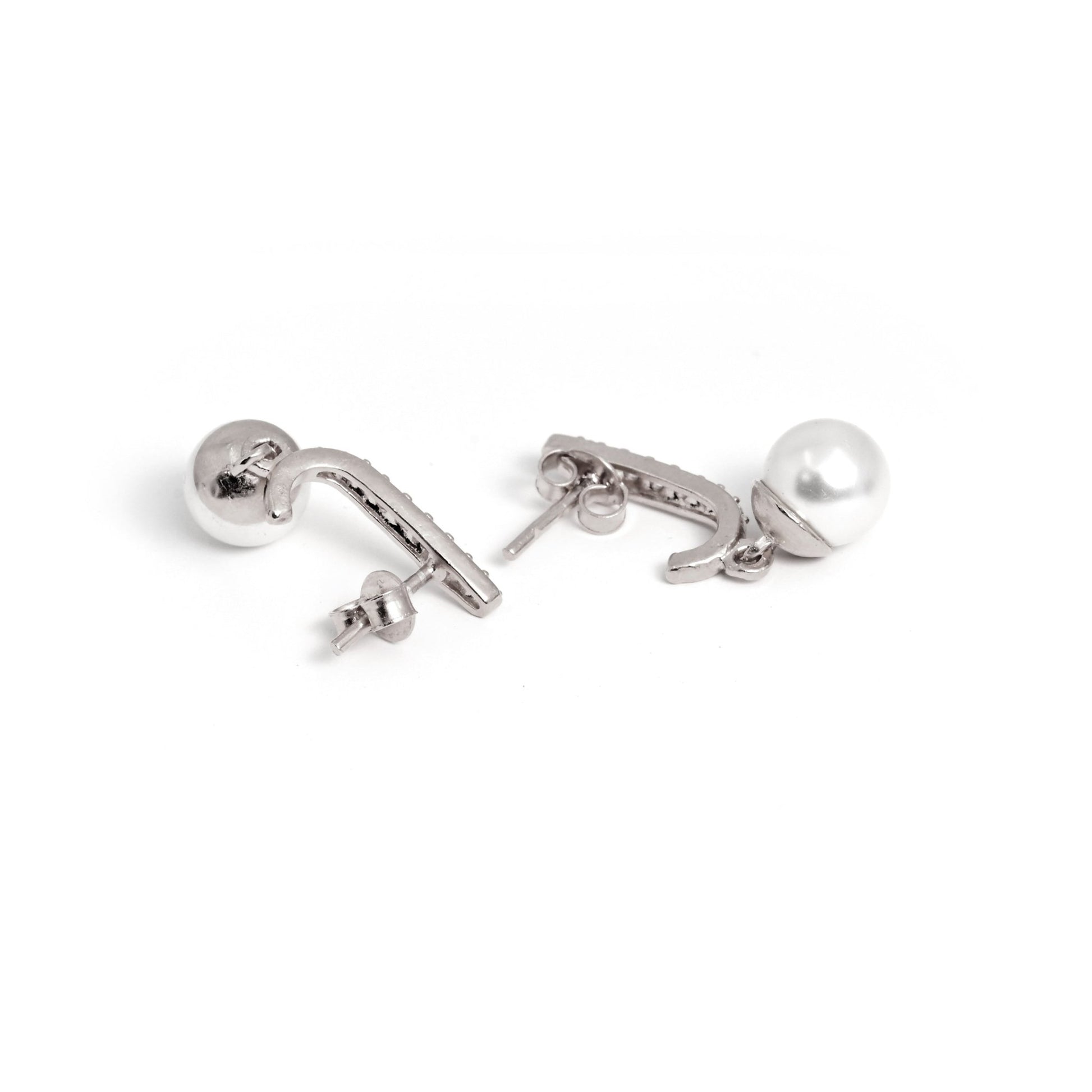 The Pearl Drop Zirconia Silver Danglings - Vinayak - House of Silver