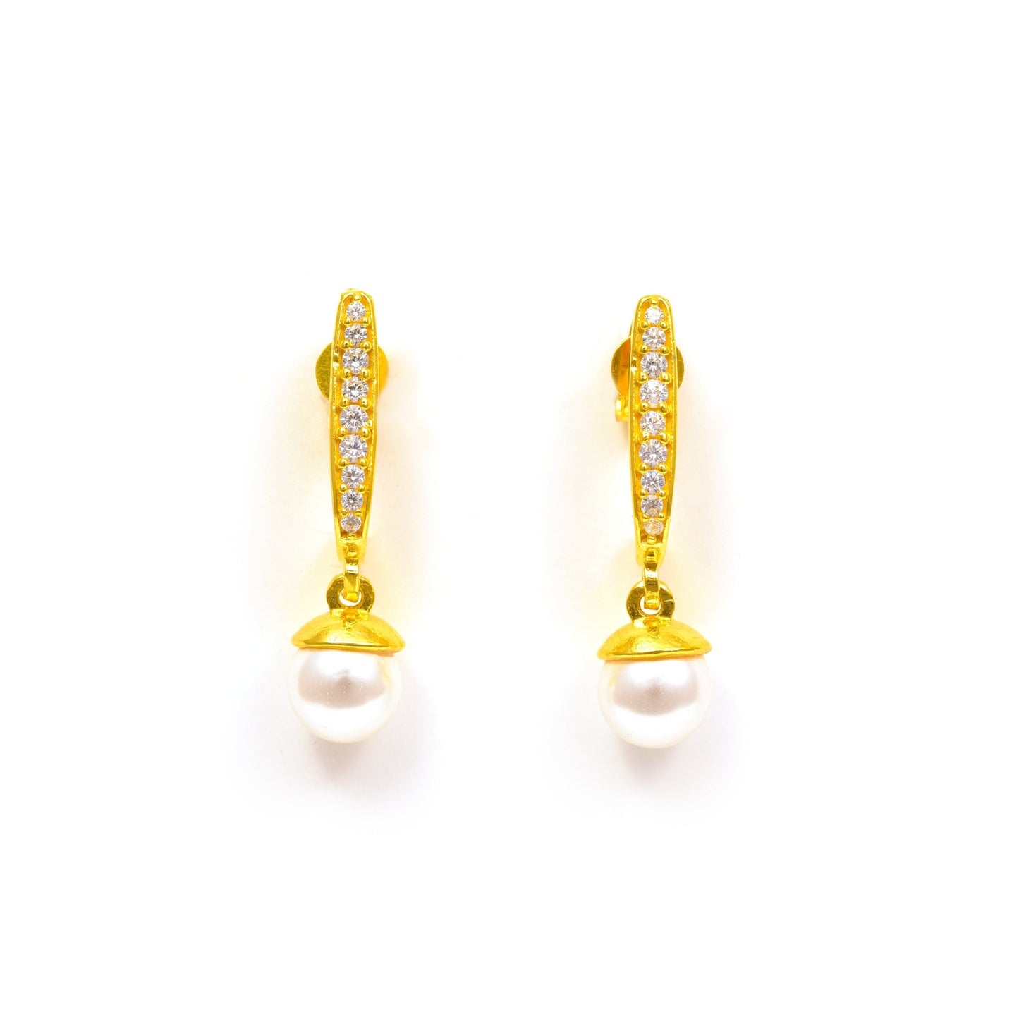 The Pearl Drop Zirconia Silver Danglings - Vinayak - House of Silver