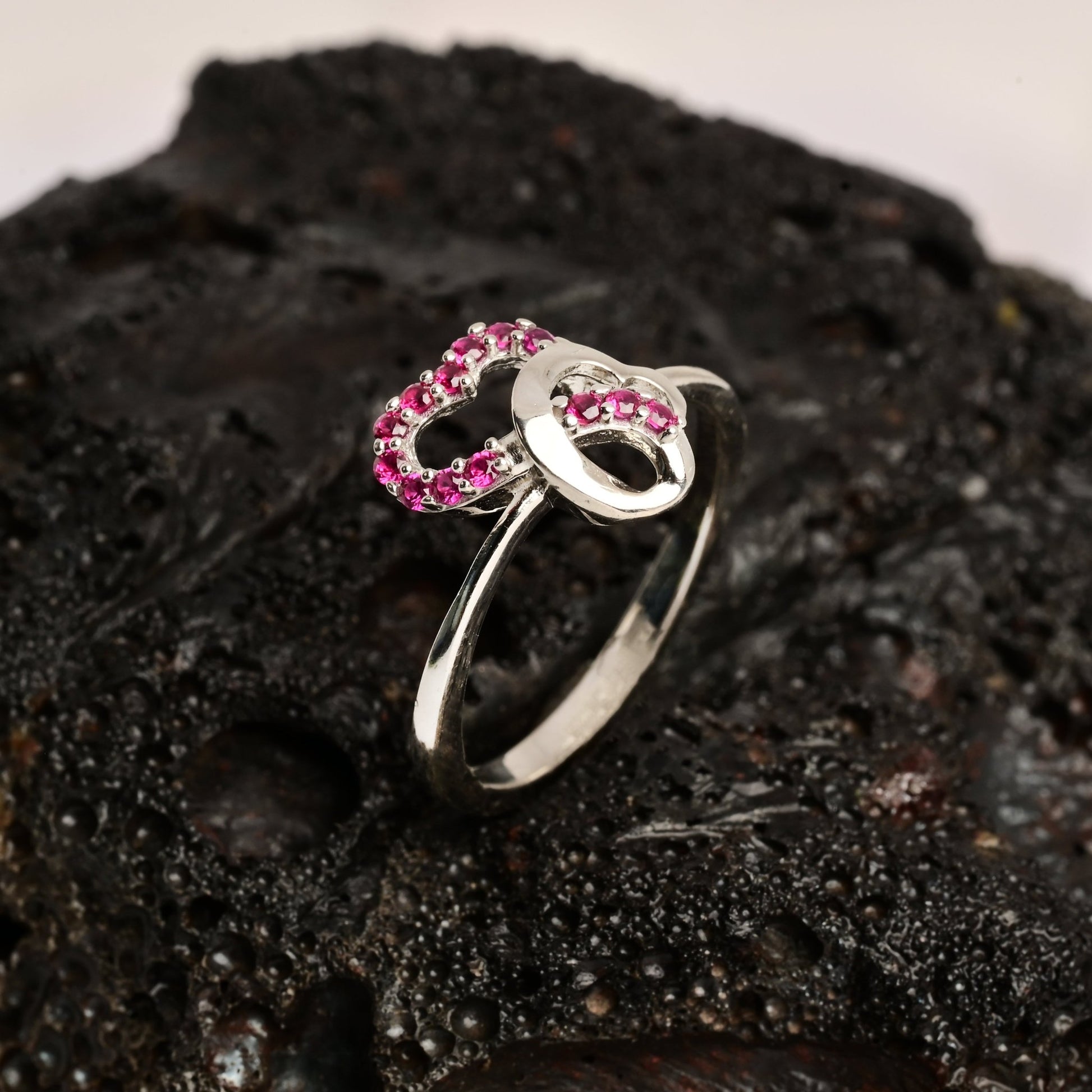The Petite Pink Sparkle Ring - Vinayak - House of Silver