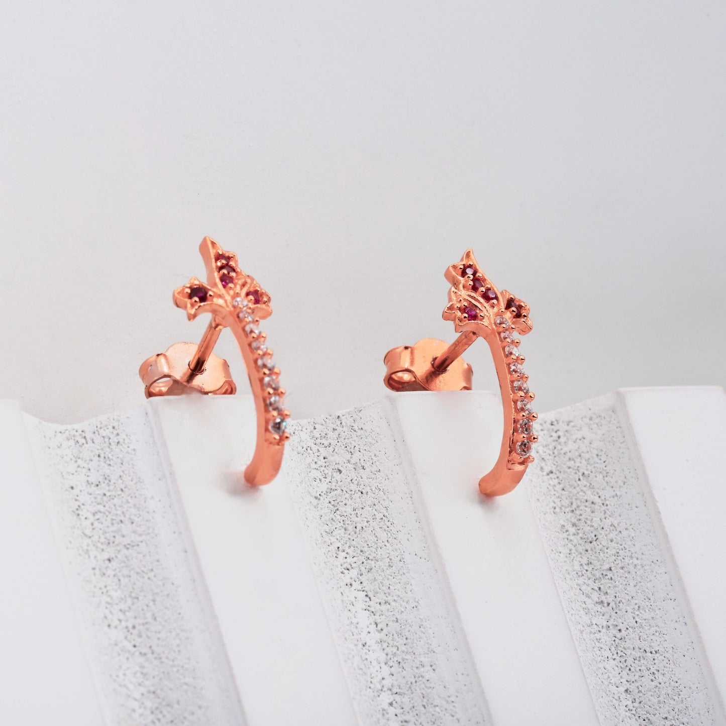 The Pink Bloom Sparkle Silver Earrings - Vinayak - House of Silver