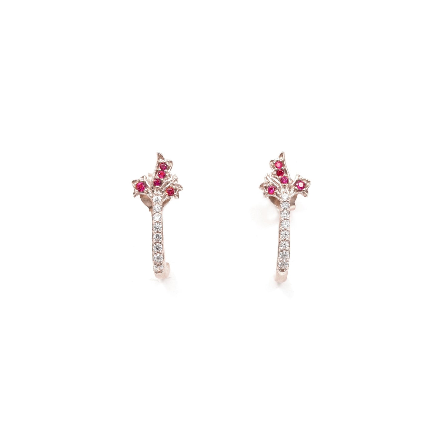 The Pink Bloom Sparkle Silver Earrings - Vinayak - House of Silver