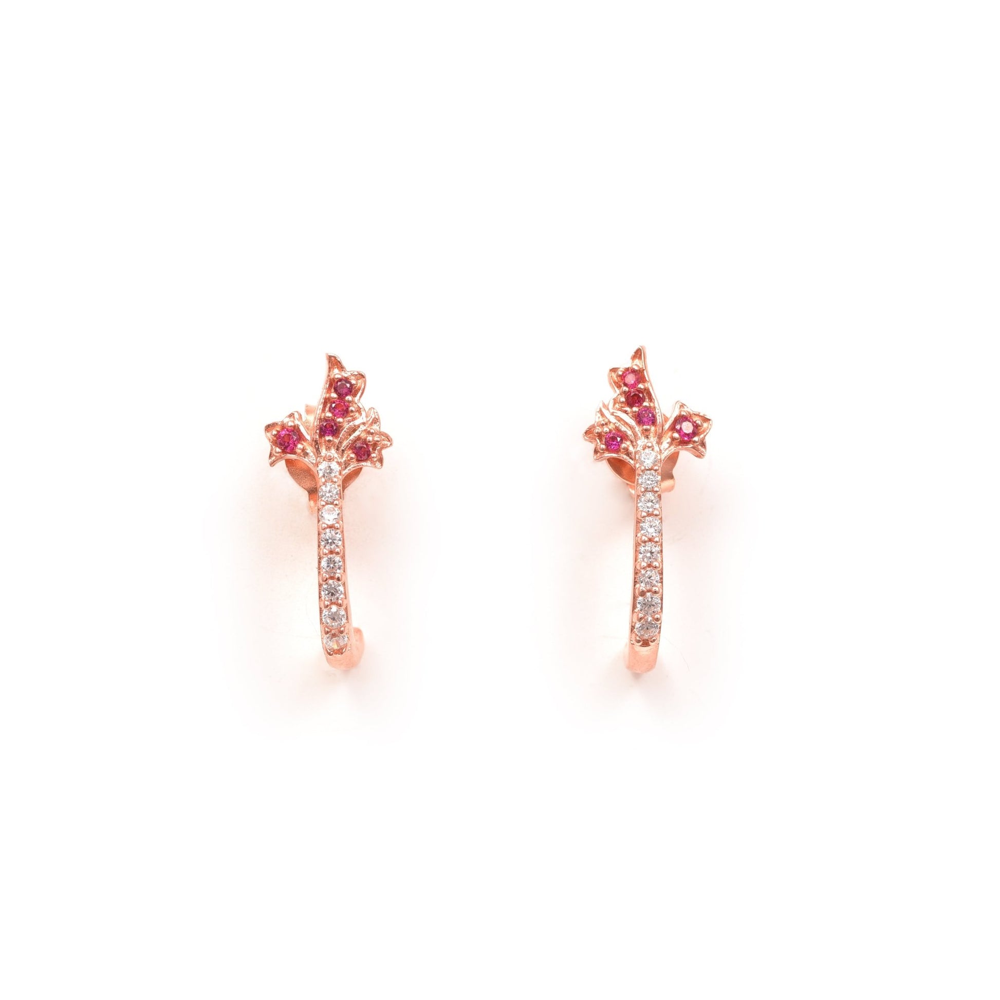 The Pink Bloom Sparkle Silver Earrings - Vinayak - House of Silver