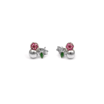 The Pink Cherry Bloom Silver Stud Earrings - Vinayak - House of Silver