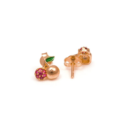 The Pink Cherry Bloom Silver Stud Earrings - Vinayak - House of Silver