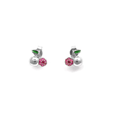 The Pink Cherry Bloom Silver Stud Earrings