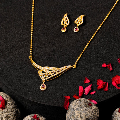 The Pink Radiance Necklace Set - Vinayak - House of Silver