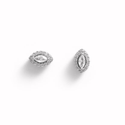 The Radiant Oval Cluster Stud Earrings - Vinayak - House of Silver