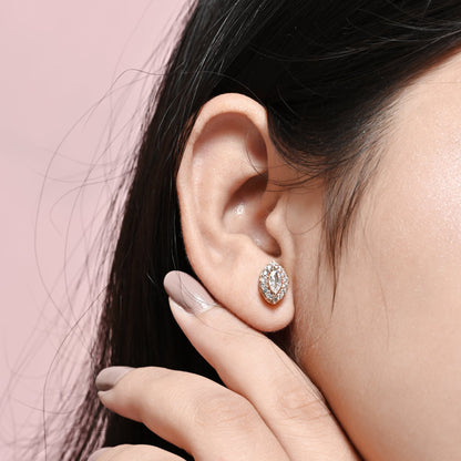 The Radiant Oval Cluster Stud Earrings - Vinayak - House of Silver