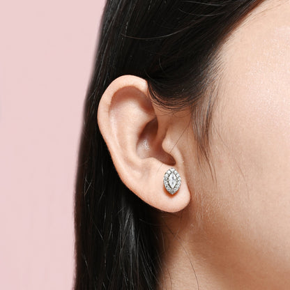 The Radiant Oval Cluster Stud Earrings - Vinayak - House of Silver