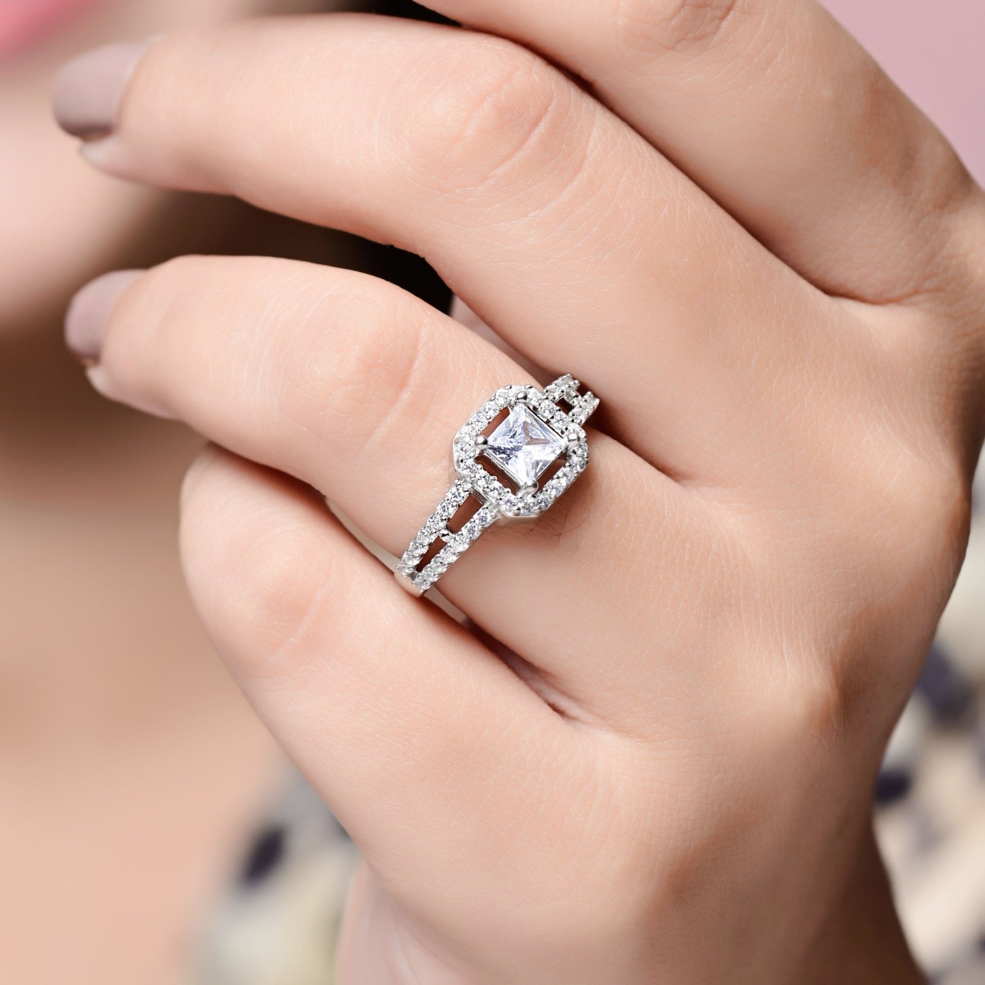 The Radiant Square Solitaire Zirconia Ring - Vinayak - House of Silver