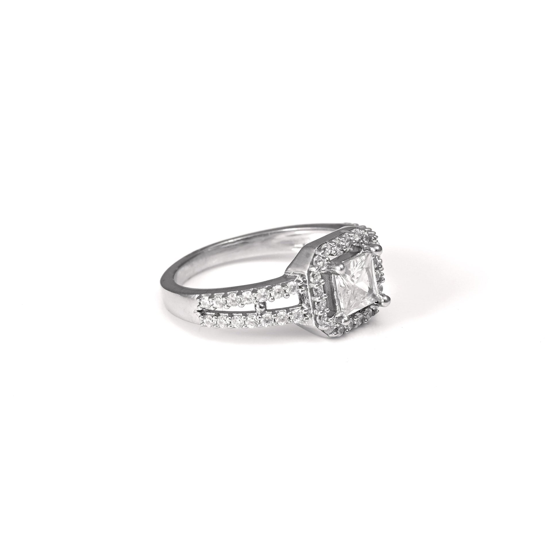 The Radiant Square Solitaire Zirconia Ring - Vinayak - House of Silver