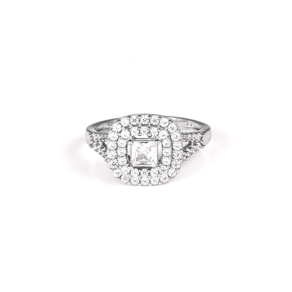 The Radiant Square Zirconia Halo Ring
