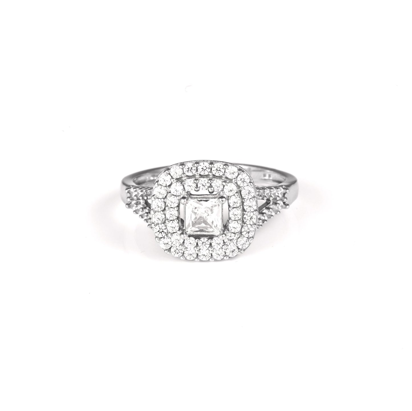 The Radiant Square Zirconia Halo Ring - Vinayak - House of Silver