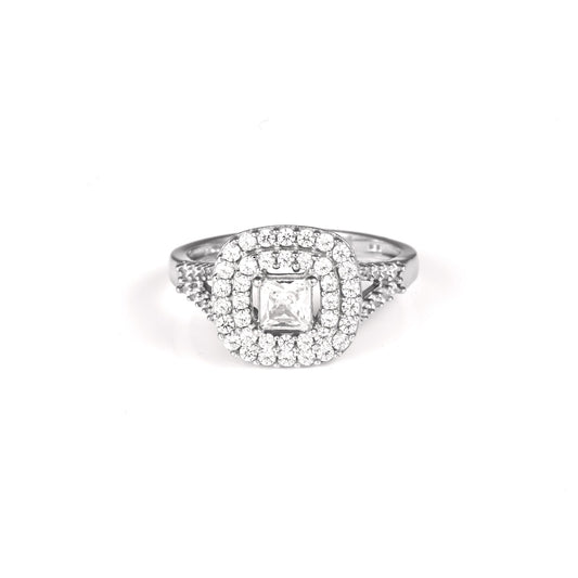 The Radiant Square Zirconia Halo Ring - Vinayak - House of Silver