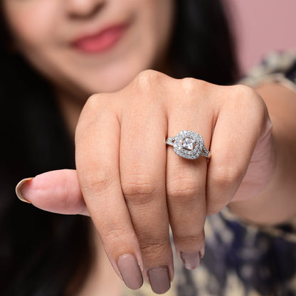 The Radiant Square Zirconia Halo Ring - Vinayak - House of Silver