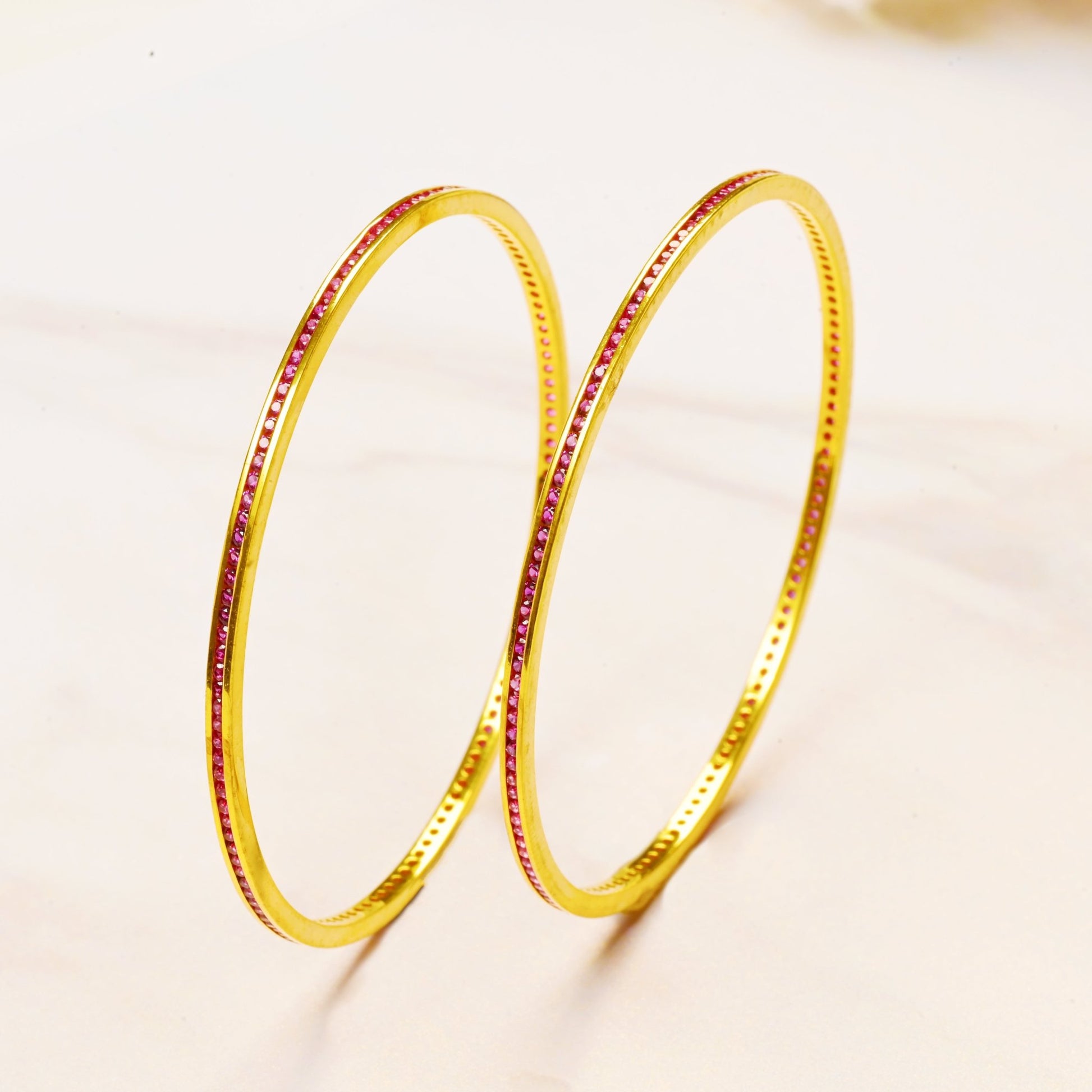 The Ruby Glide Silver Bangles (Set of 2) - Vinayak - House of Silver