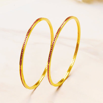 The Ruby Glide Silver Bangles (Set of 2) - Vinayak - House of Silver