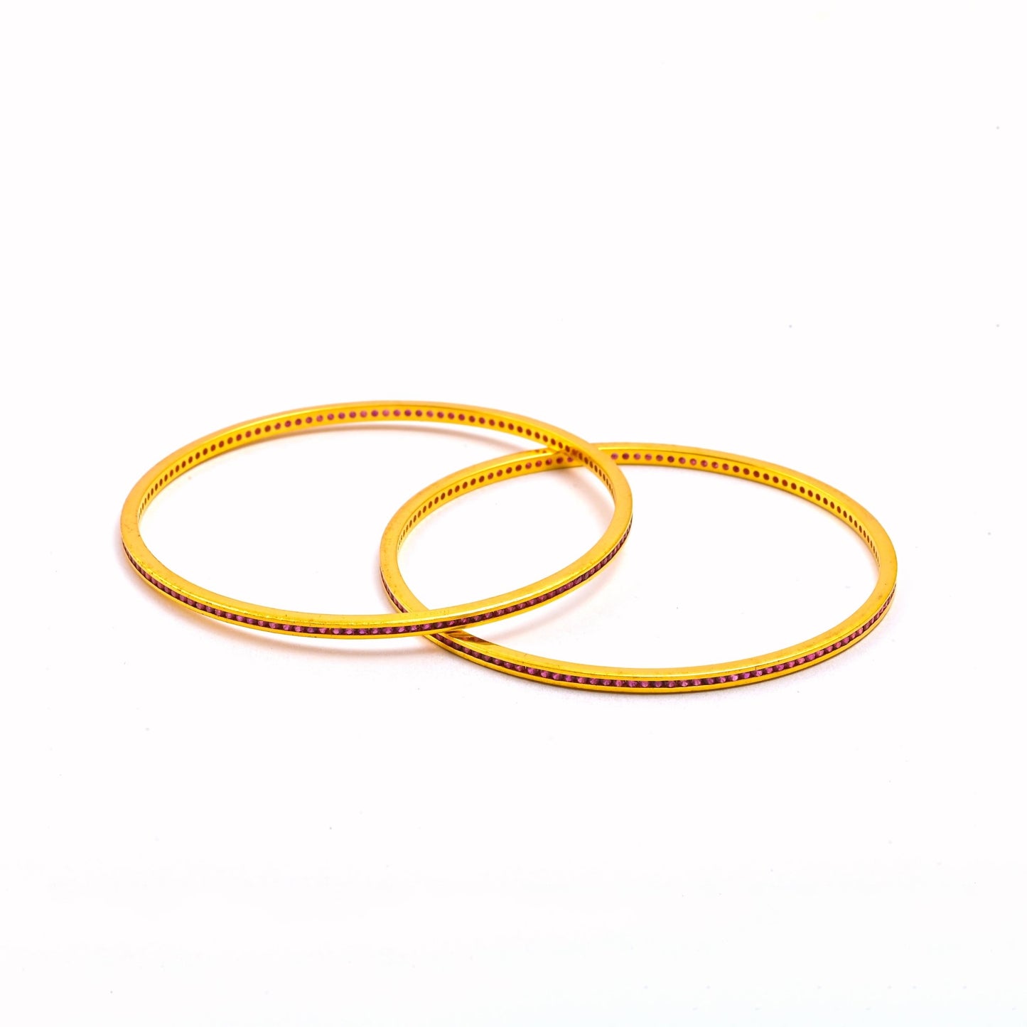 The Ruby Glide Silver Bangles (Set of 2) - Vinayak - House of Silver