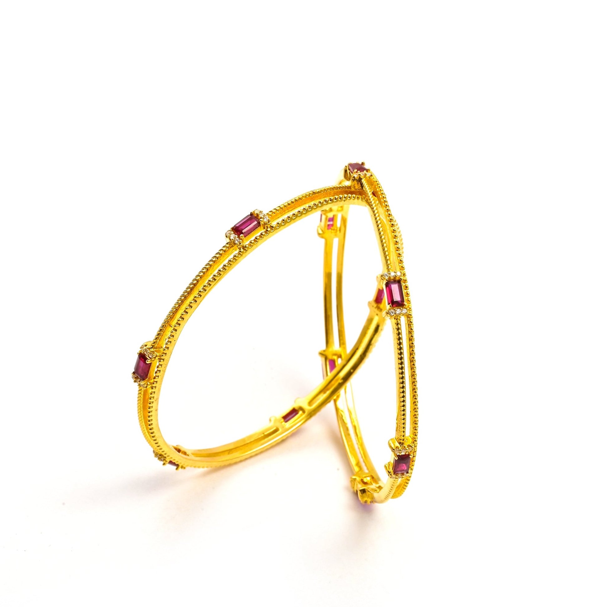 The Ruby Radiance Silver Bangles (Set of 2) - Vinayak - House of Silver