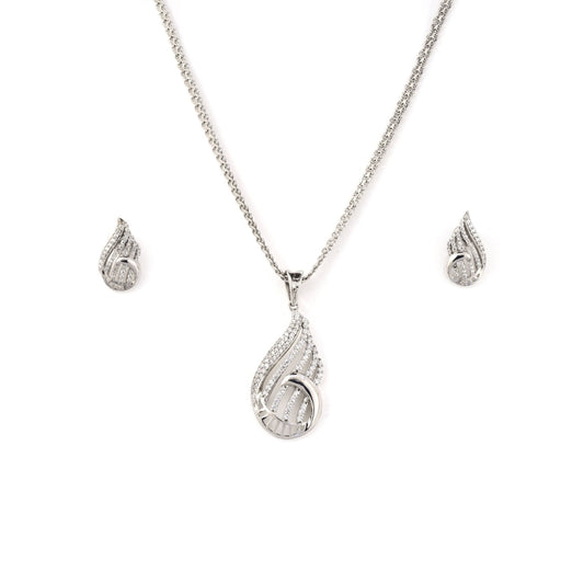 The Serene Gleam Zirconia Necklace Set - Vinayak - House of Silver