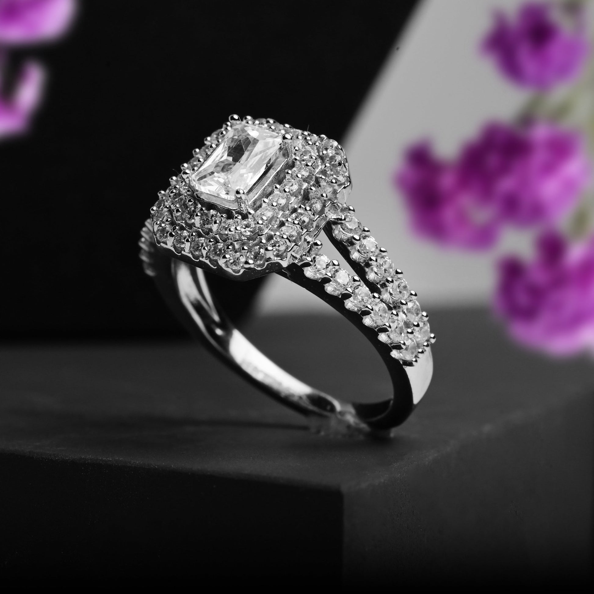 The Serene Sparkle Zirconia Ring - Vinayak - House of Silver