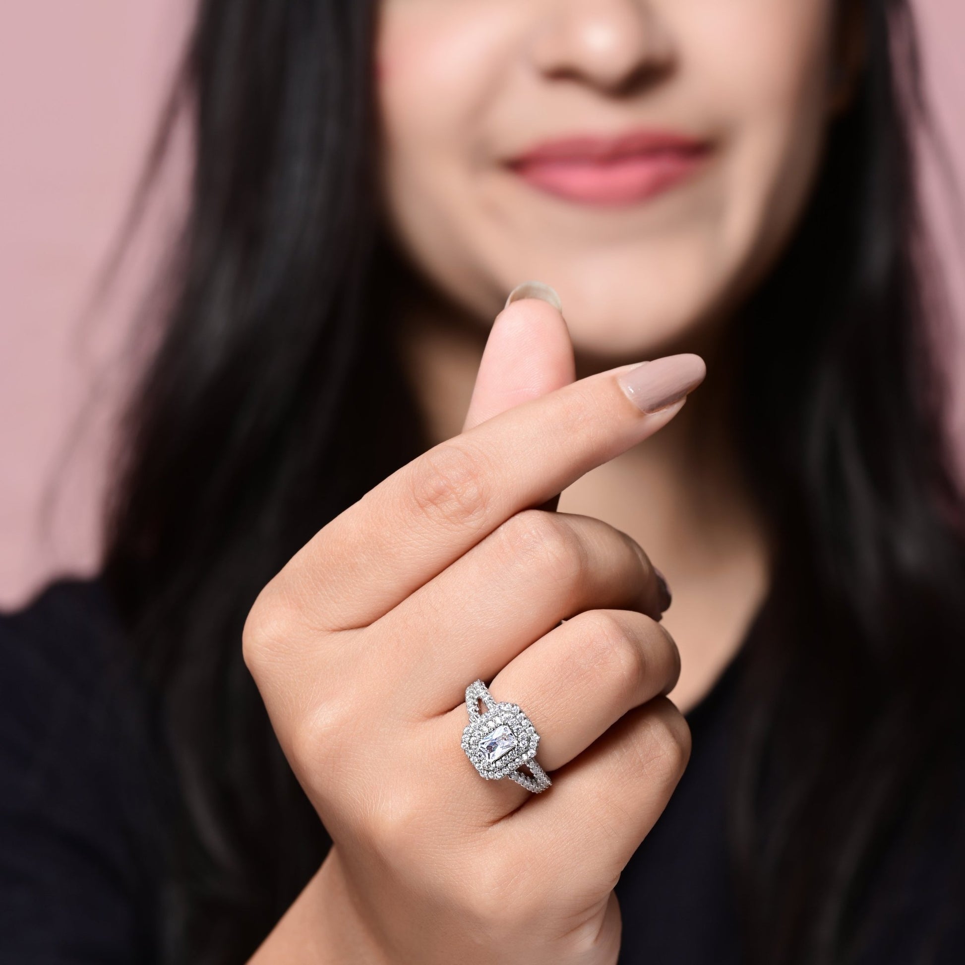 The Serene Sparkle Zirconia Ring - Vinayak - House of Silver