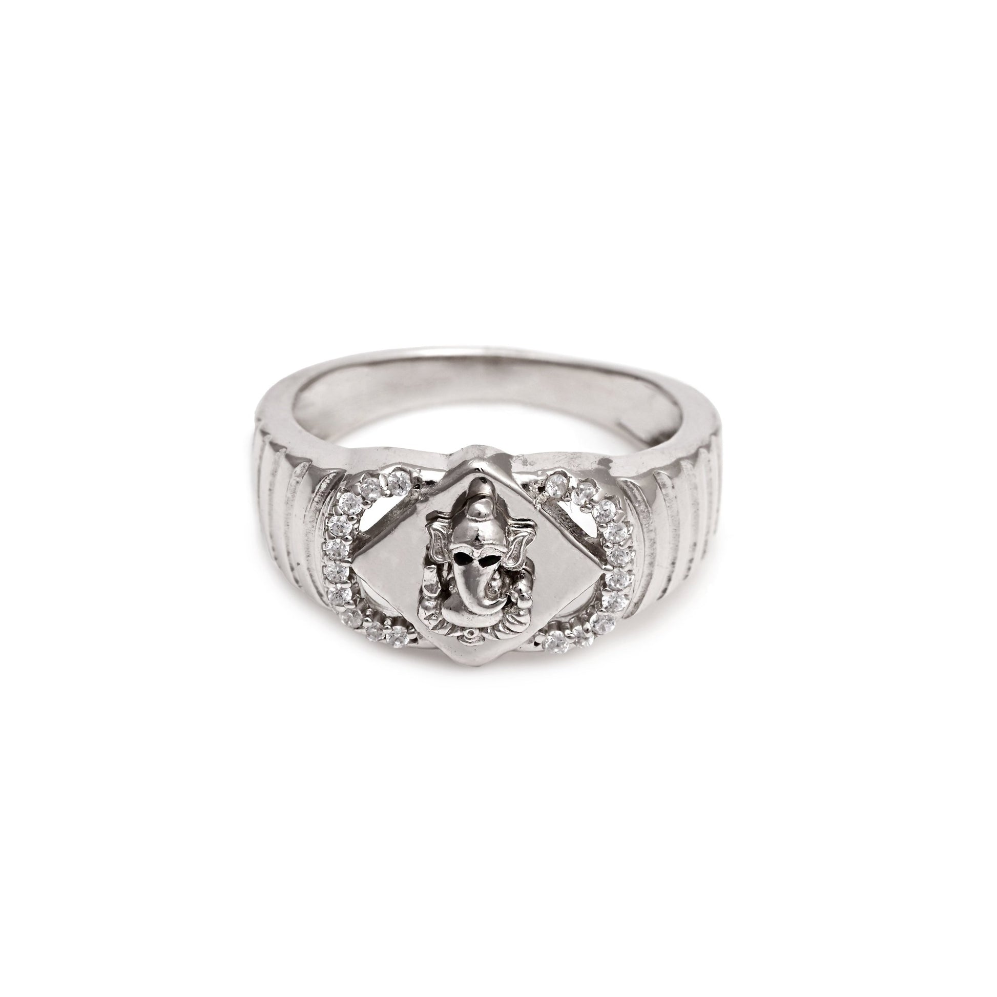 The Shri Ganesha Zirconia Ring - Vinayak - House of Silver