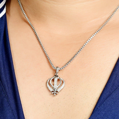 The Sikh Khanda Zirconia Pendant - Vinayak - House of Silver