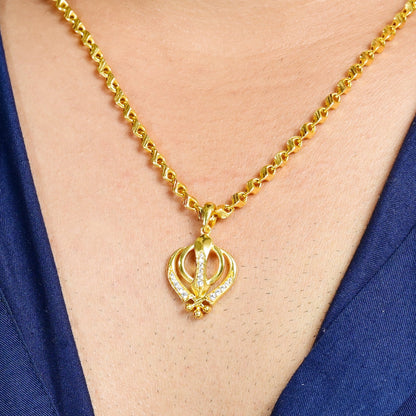 The Sikh Khanda Zirconia Pendant - Vinayak - House of Silver