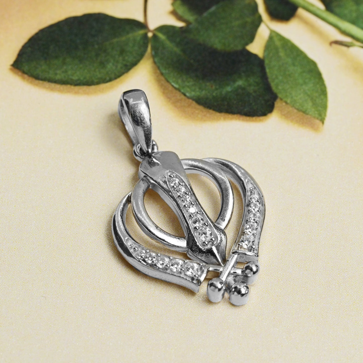 The Sikh Khanda Zirconia Pendant - Vinayak - House of Silver