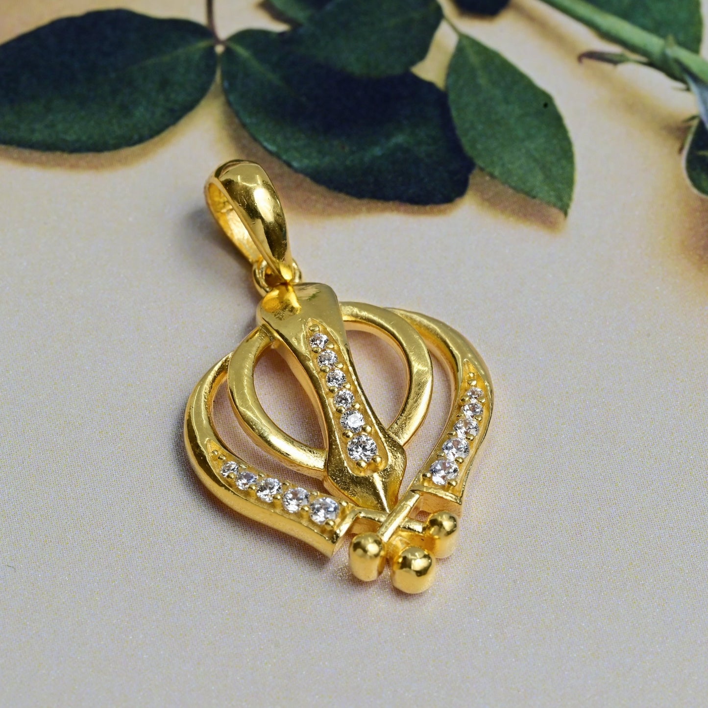 The Sikh Khanda Zirconia Pendant - Vinayak - House of Silver