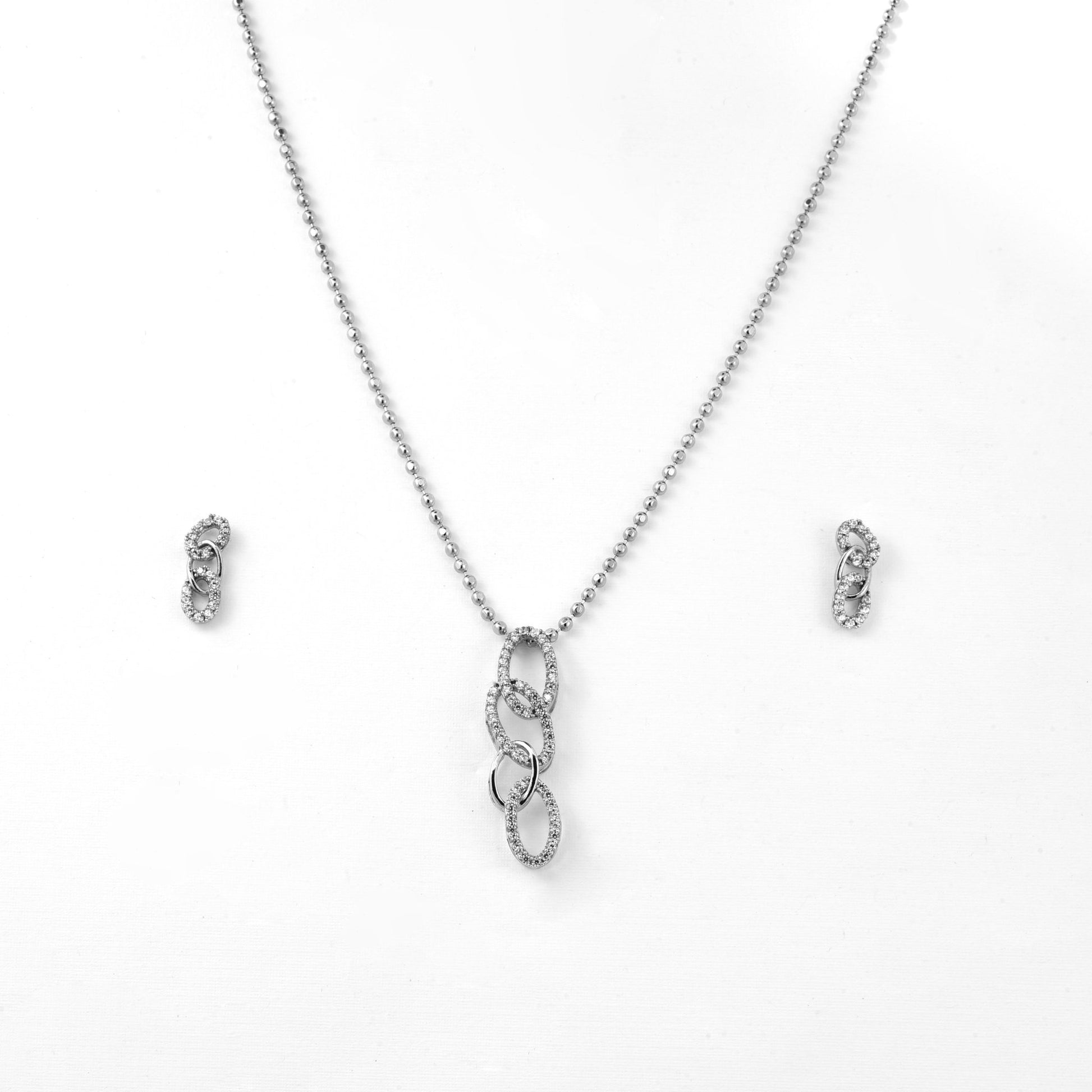 The Silver Cascade Necklace Set - Vinayak - House of Silver