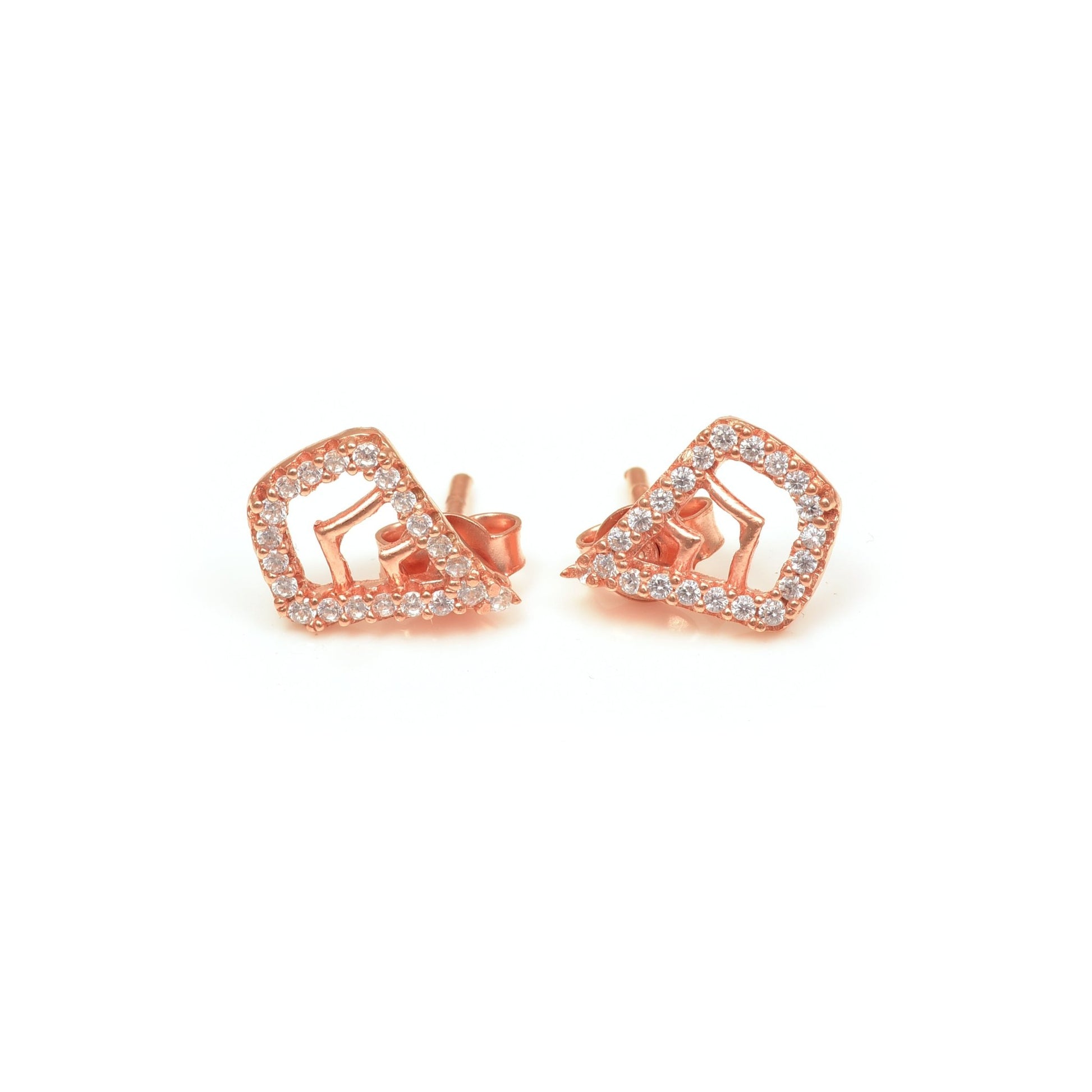 The Silver Essence Zirconia Stud Earrings - Vinayak - House of Silver