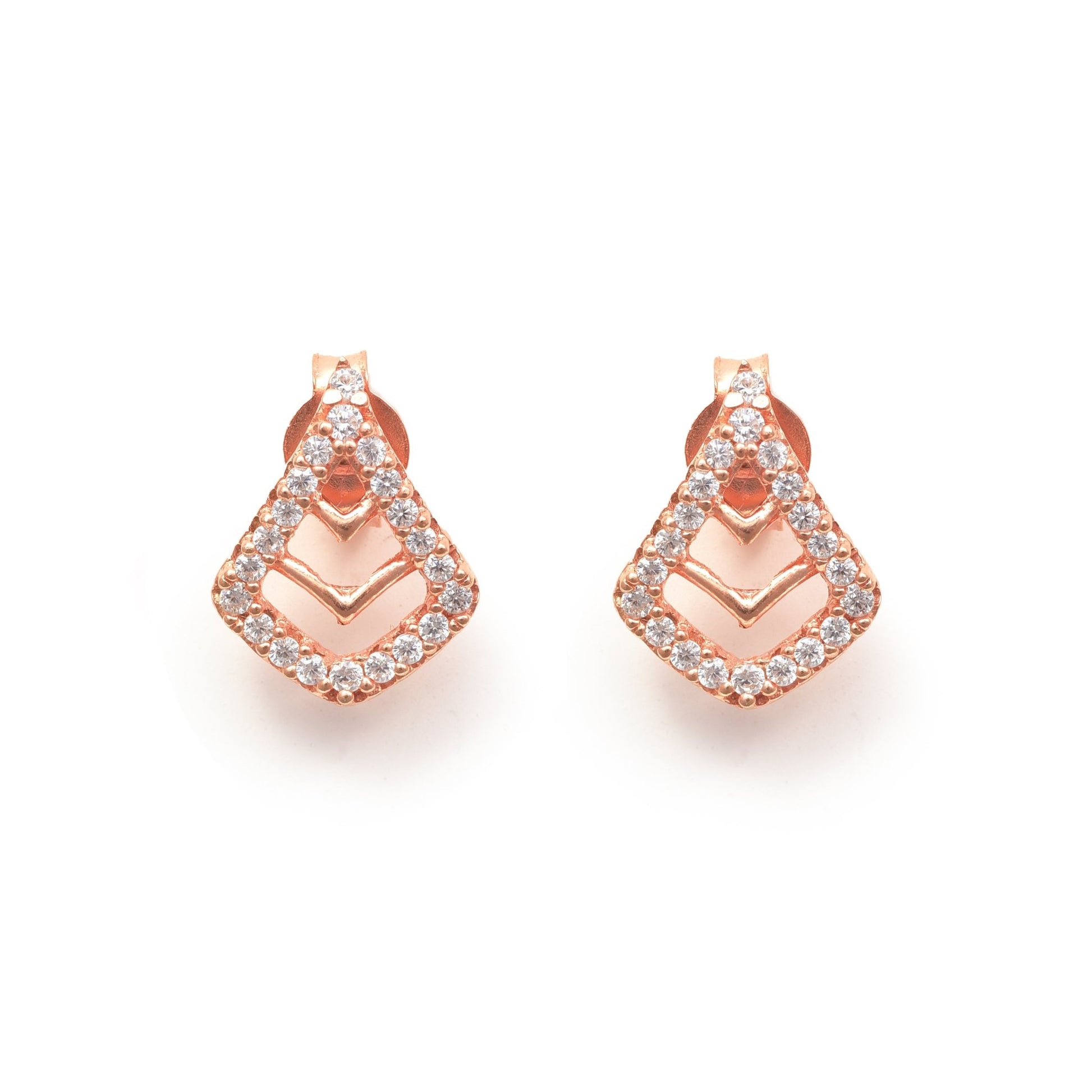 The Silver Essence Zirconia Stud Earrings - Vinayak - House of Silver