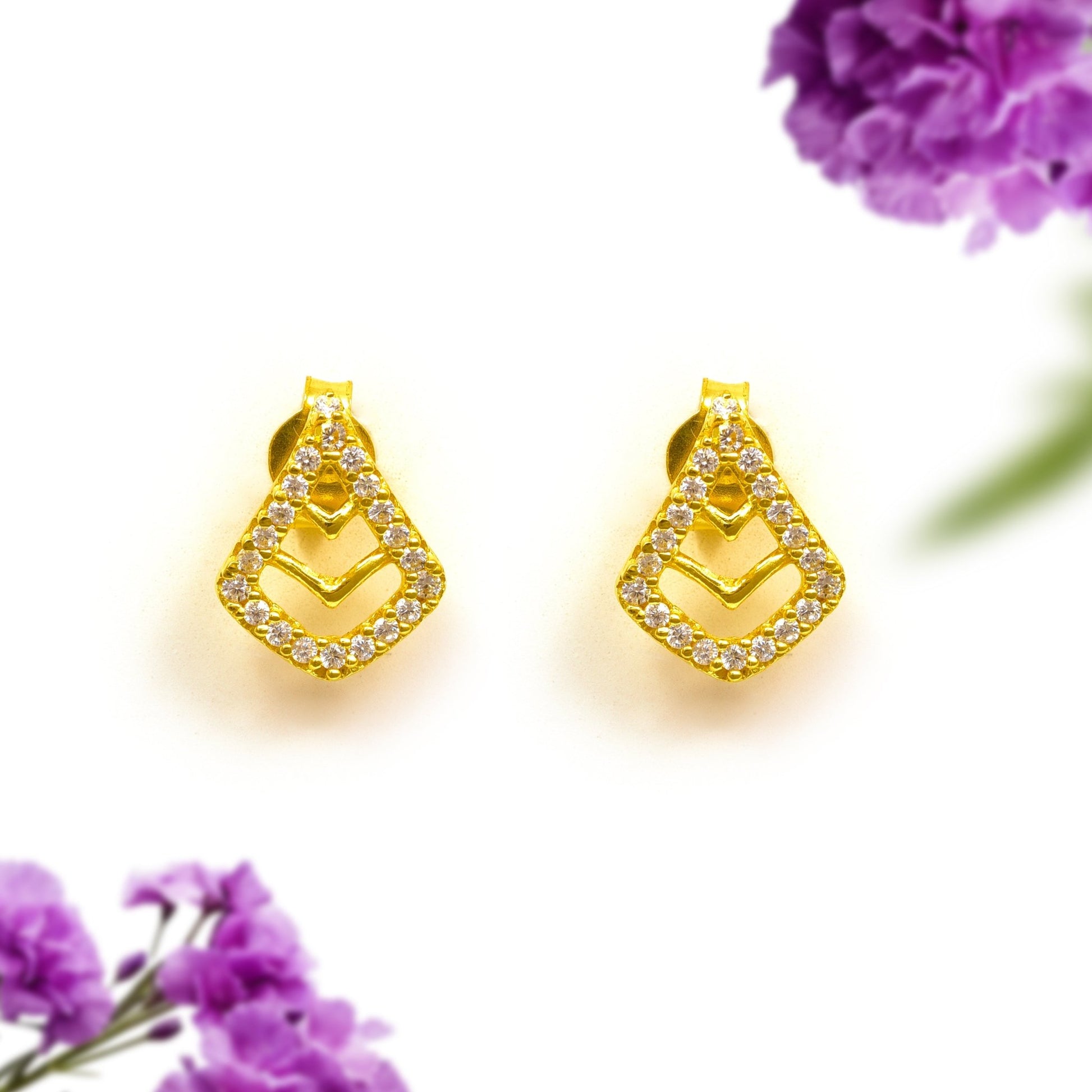 The Silver Essence Zirconia Stud Earrings - Vinayak - House of Silver