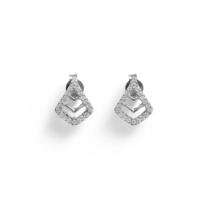 The Silver Essence Zirconia Stud Earrings - Vinayak - House of Silver