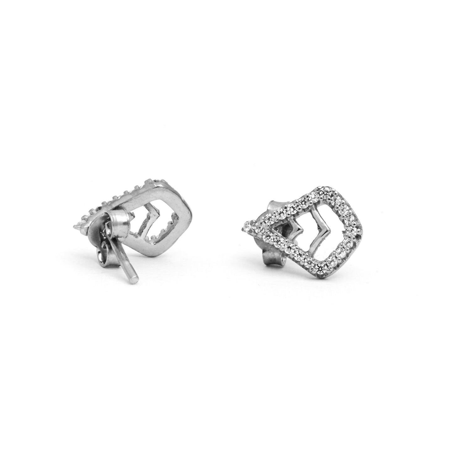 The Silver Essence Zirconia Stud Earrings - Vinayak - House of Silver