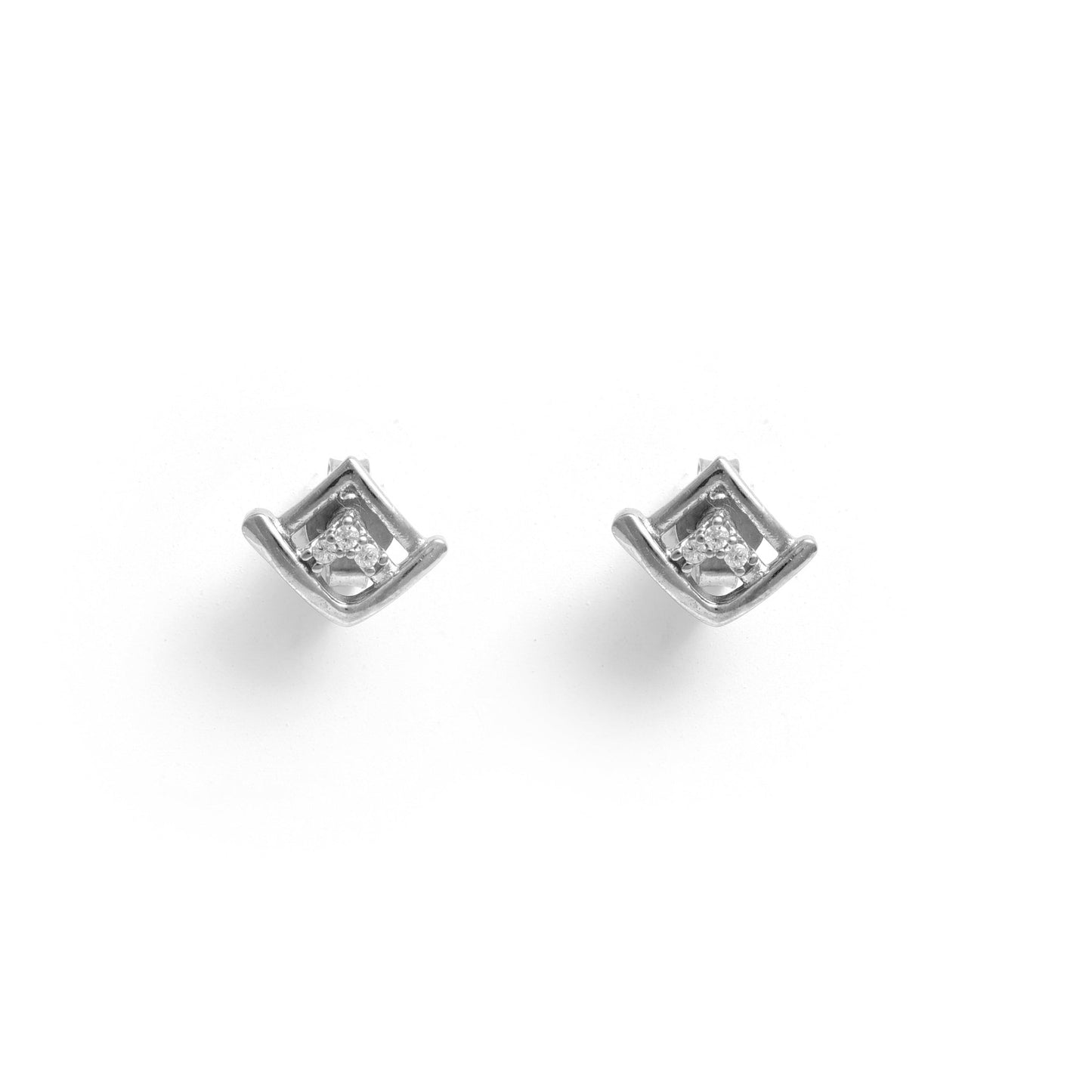 The Silver Gleam Sparkle Stud Earrings - Vinayak - House of Silver