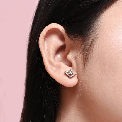 The Silver Gleam Sparkle Stud Earrings - Vinayak - House of Silver