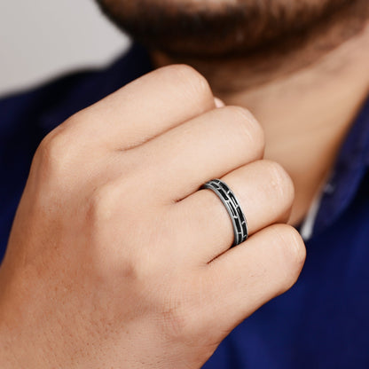 The Silver Noir Band Ring - Vinayak - House of Silver