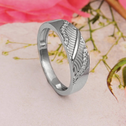 The Silver Zirconia Accent Pattern Ring - Vinayak - House of Silver