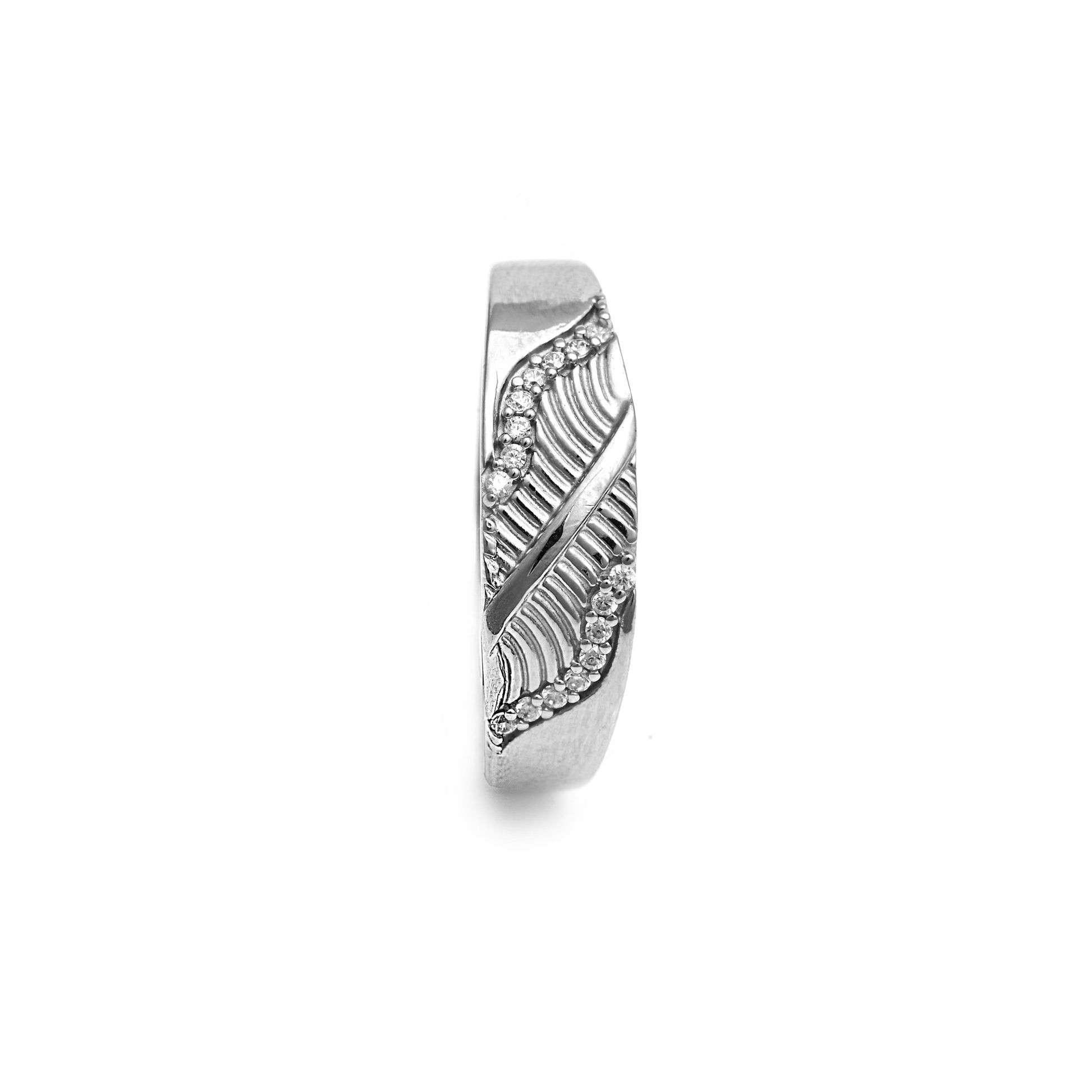 The Silver Zirconia Accent Pattern Ring - Vinayak - House of Silver