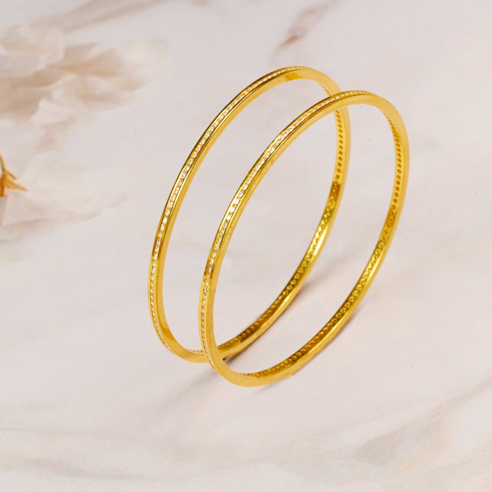 The Sleek Luminous Silver Bangles (Set of 2)