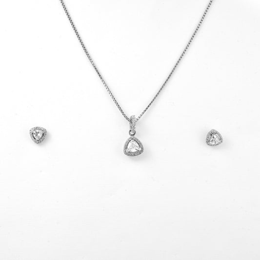 The Solitaire Brilliance Necklace Set - Vinayak - House of Silver